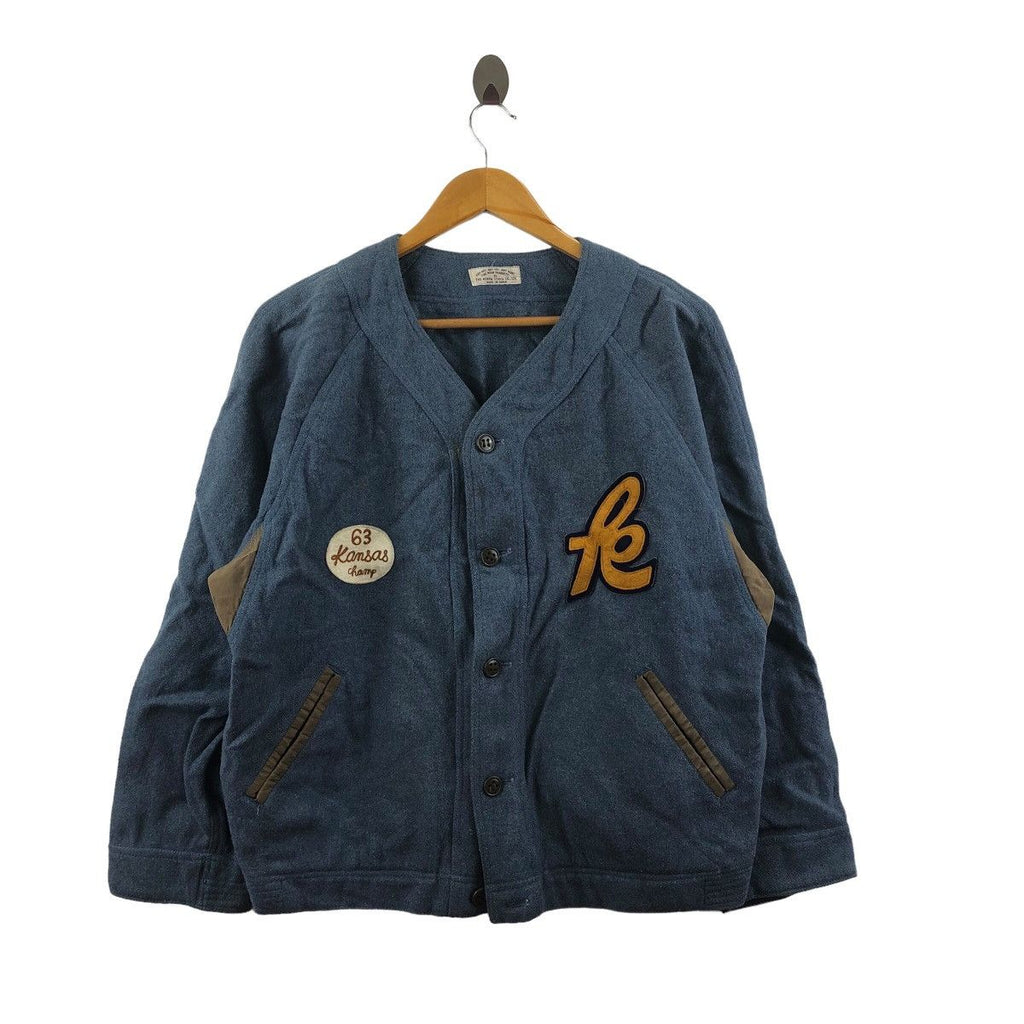 Vintage 45RPM STUDIO Kansas Champ Natural Dye Varsity Jacket Stadium Cardigan