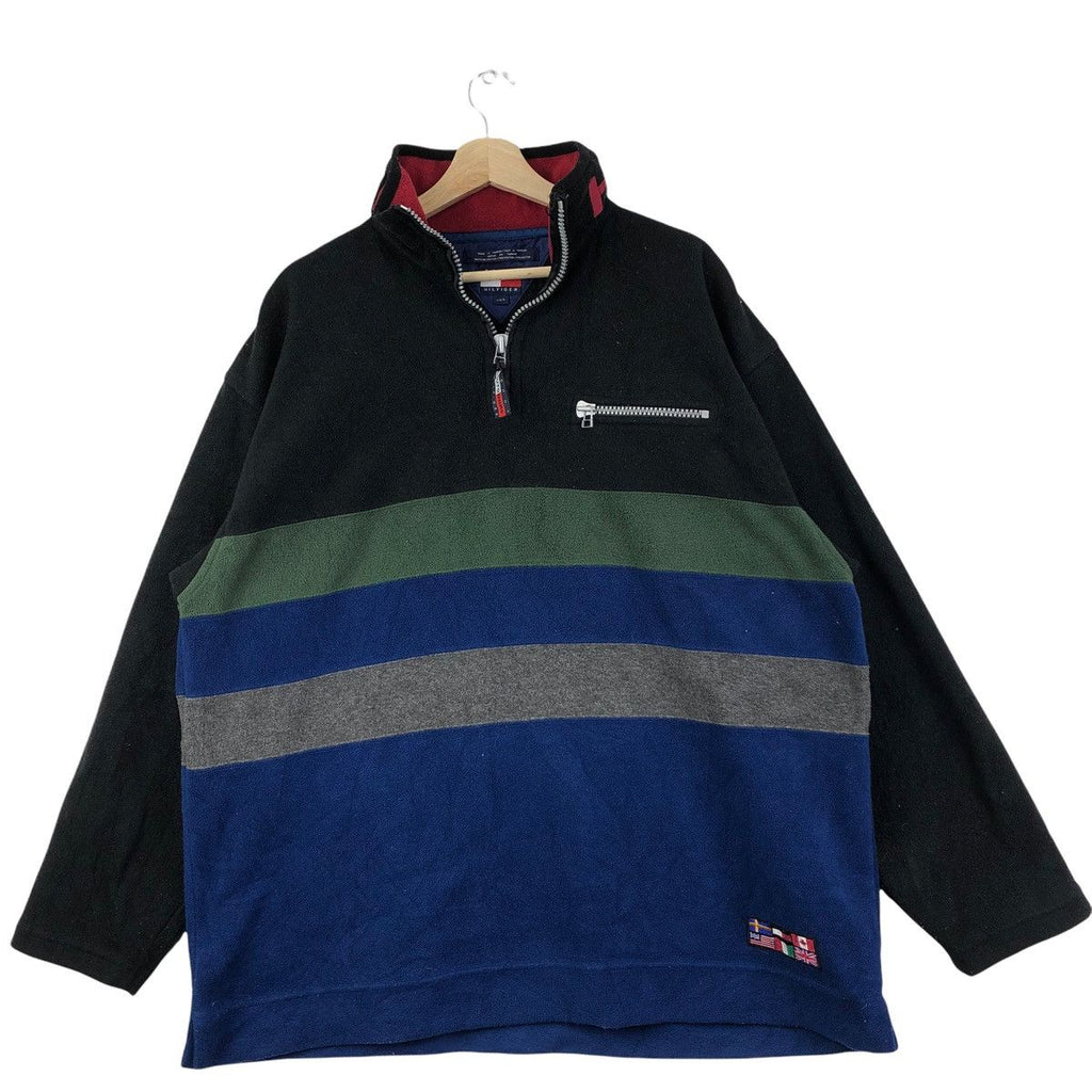 Vintage 90' TOMMY HILFIGER Sailing Gear Striped Outdoor Fleece Jacket Lo Life Windbreaker
