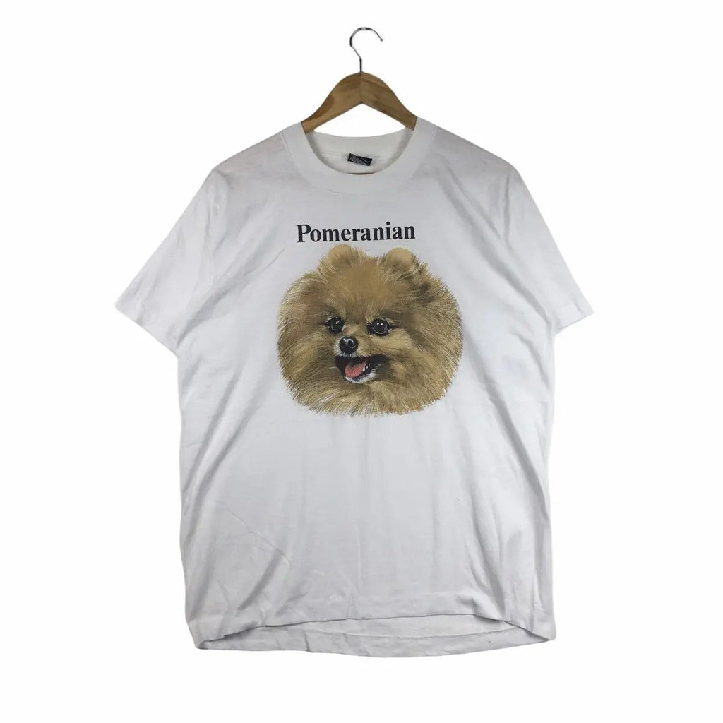 Vintage 80’ POMERANIAN DOG PET Cartoon Animal Tee Shirt Anime Manga Crewneck