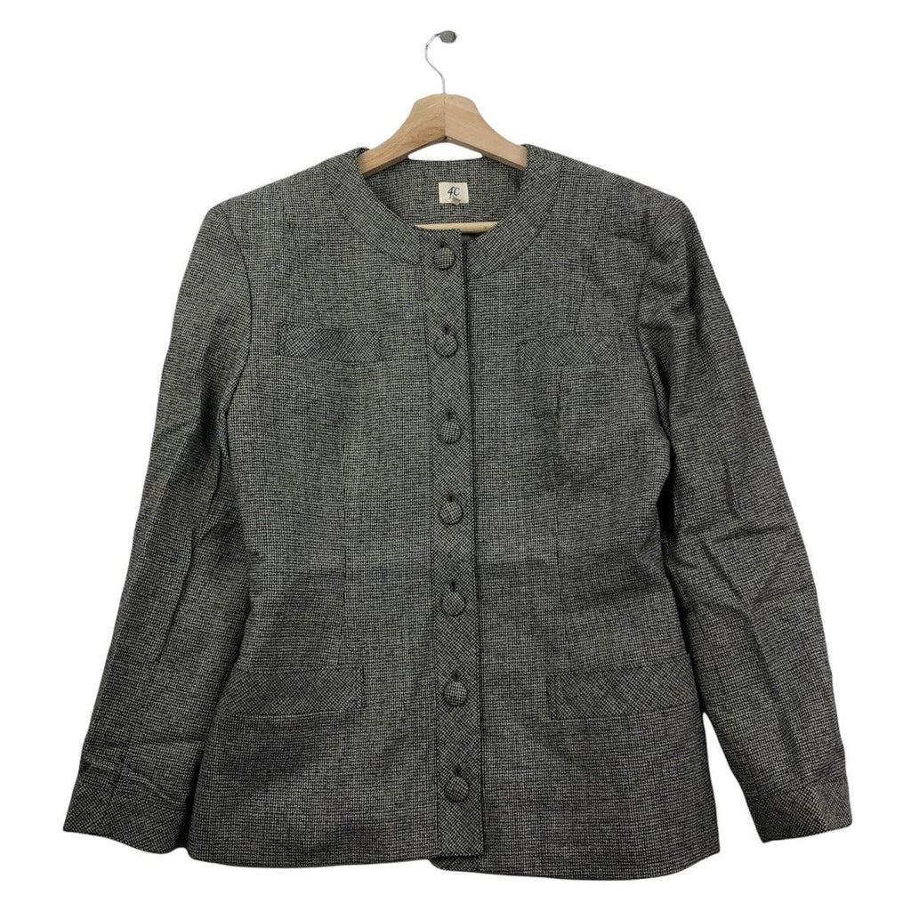 Vintage 4’C AGE Made In JAPAN DESIGNER Tweed Jacket Coat Cardigan Blazer Suit