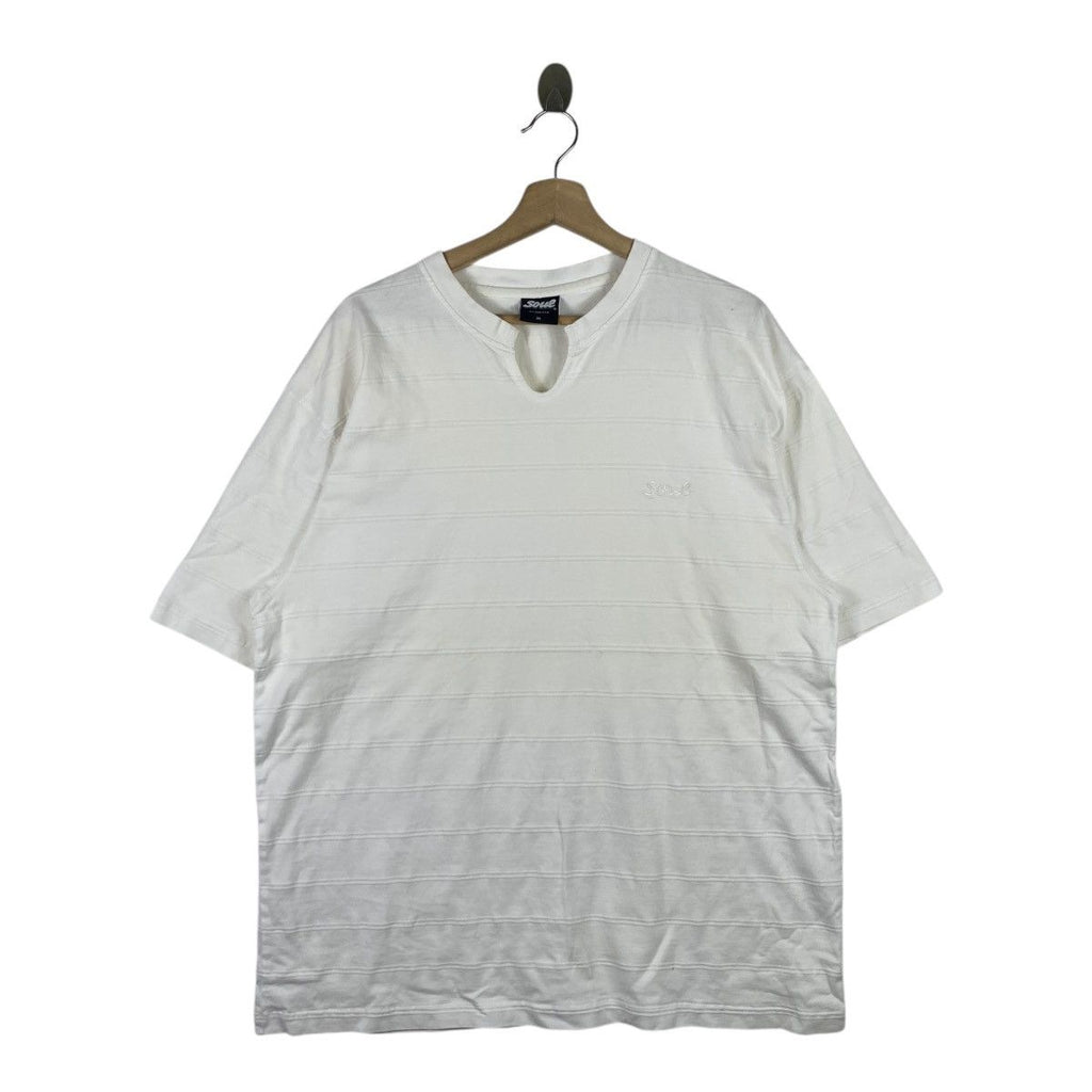 Vintage SOUL USA R&amp;B Hip Hop Rap Minimalist Design Tee Shirt Top Baggy Henley