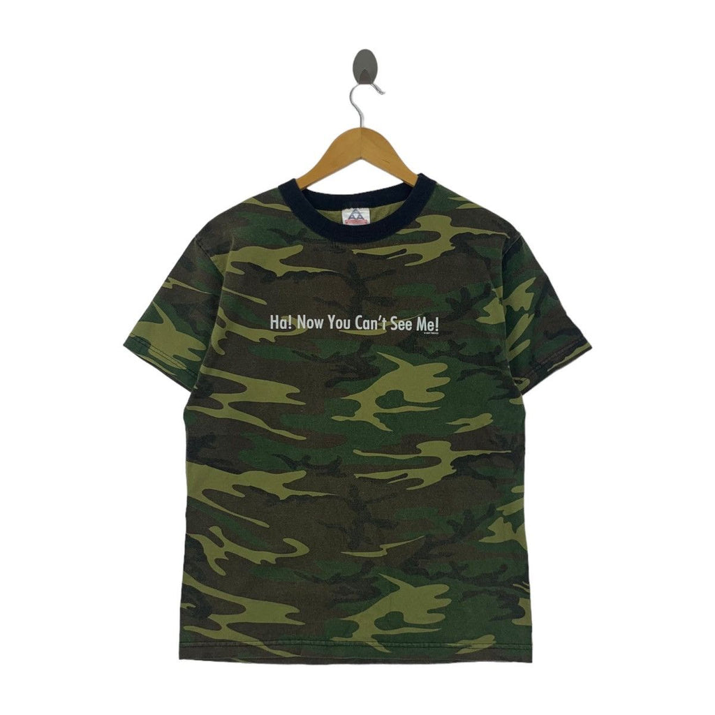 Vintage TREVCO REAL TREE You Cant See Me Tee Shirt Top Camouflage