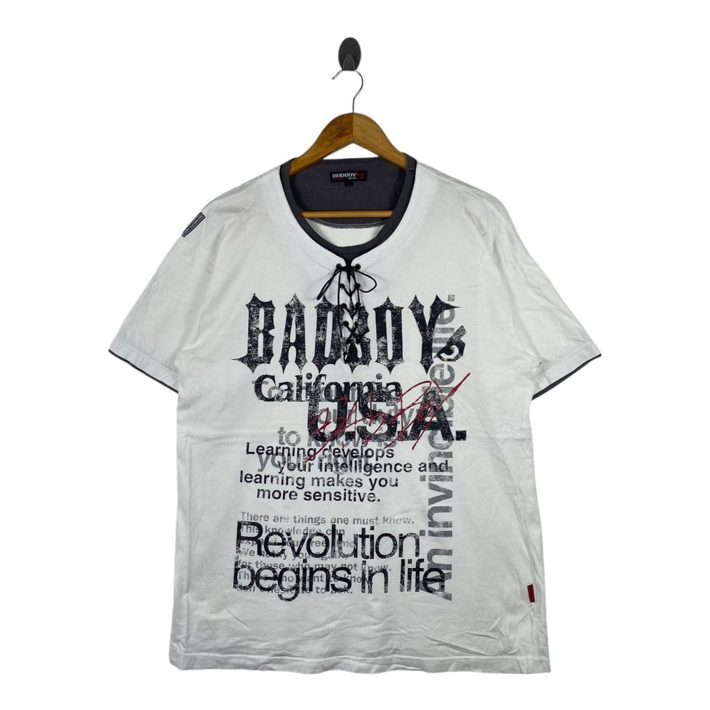 Vintage BADBOY CALIFORNIA USA Y2K Skateboard Tee Shirt Top Revolution Begins