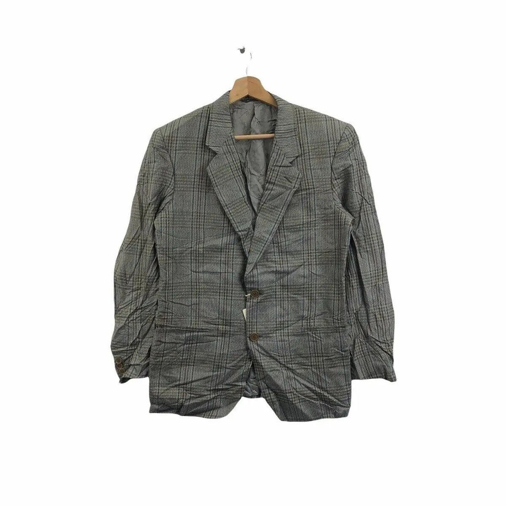 Vintage 1988 MISSONI UOMO Made In Italy Pure Silk 2 Button Tartan Blazer Coat