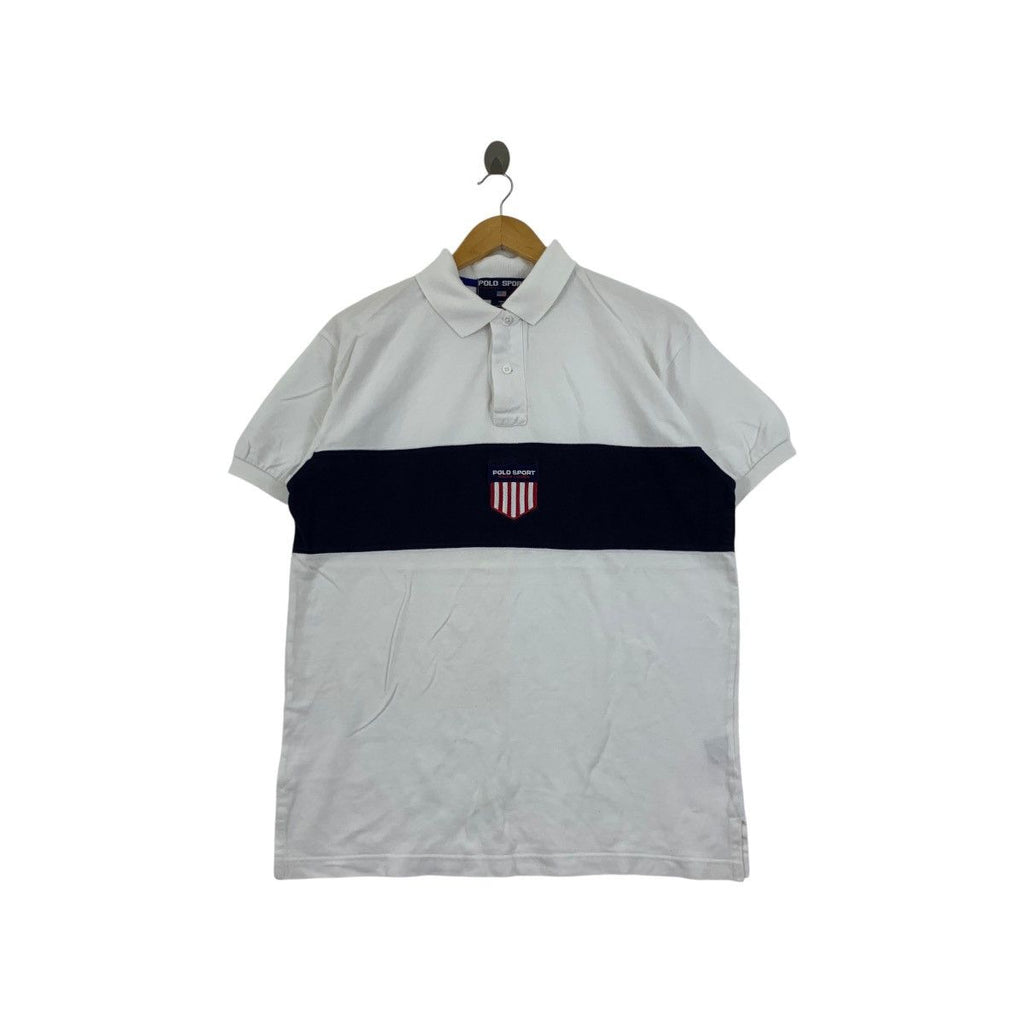 Vintage 90’ POLO SPORT RALPH LAUREN Kswiss Logo Tee Shirt Top Olympic Stadium