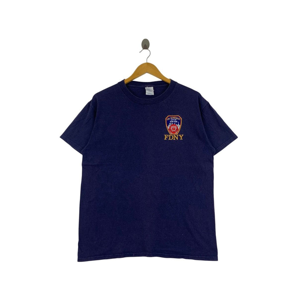 Vintage FDNY FIRE DEPARTMENT New York Tee Shirt Top Crest Embroidered Logo