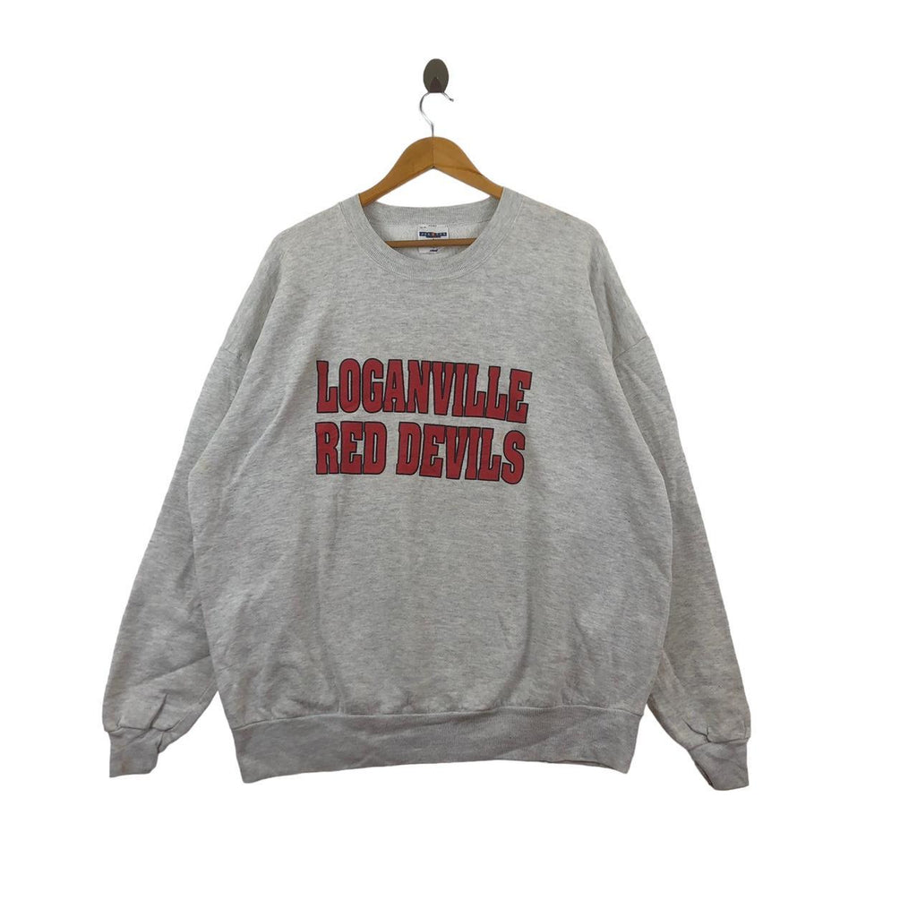 Vintage LOGANVILLE RED DEVILS College University Sweatshirt Sweater Pullover Jumper