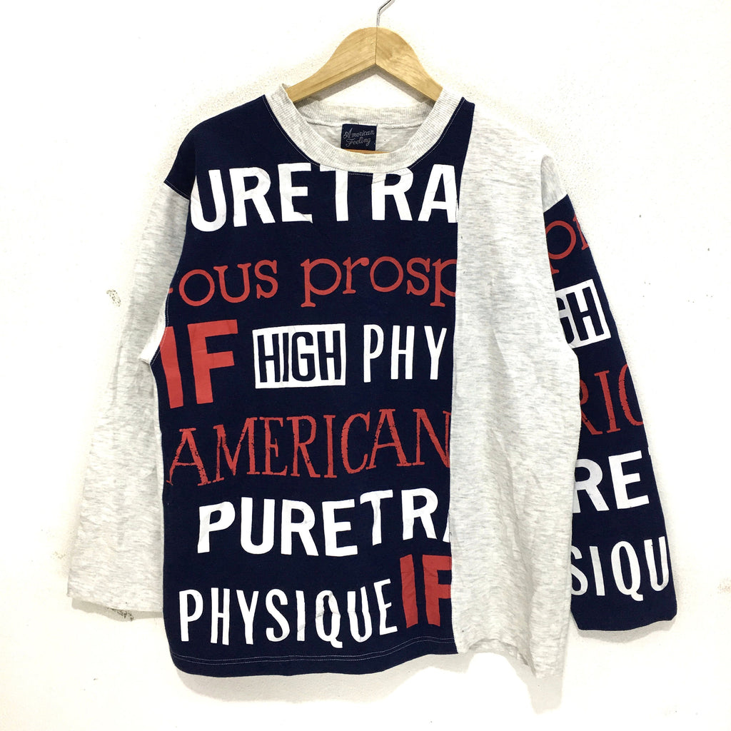 AMERICAN FEELING Sweatshirt Big Logo Spell Out Pullover Jumper Crewneck Unisex Sweater