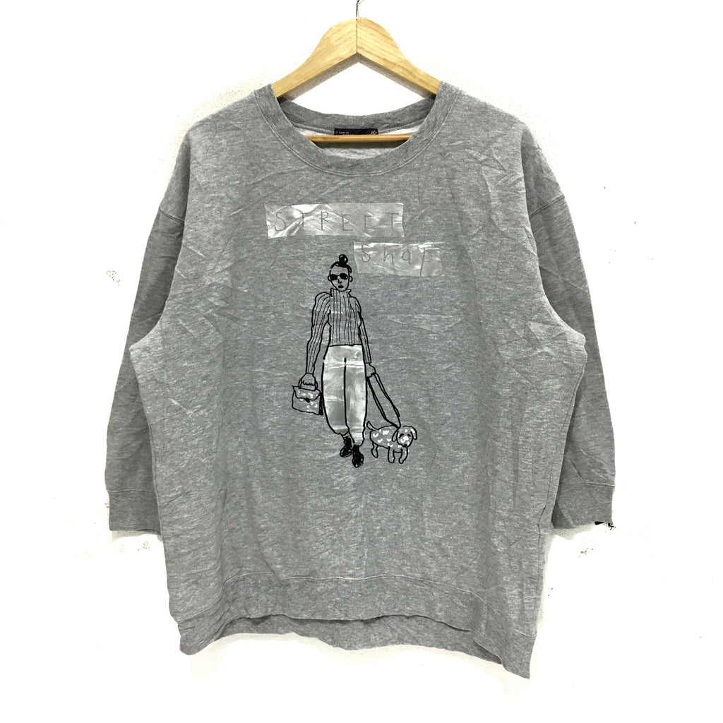 AS KNOW AS PINKY Collection Baggy Oversized Sweatshirt Pullover Jumper Gray Sweater