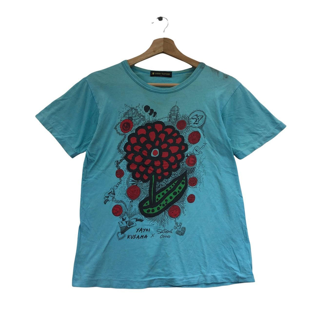 Vtg 24 HOUR TELEVISION JAPAN Yayoi Kusama Tee Shirt Pop Art Satoshi Ohno Flower