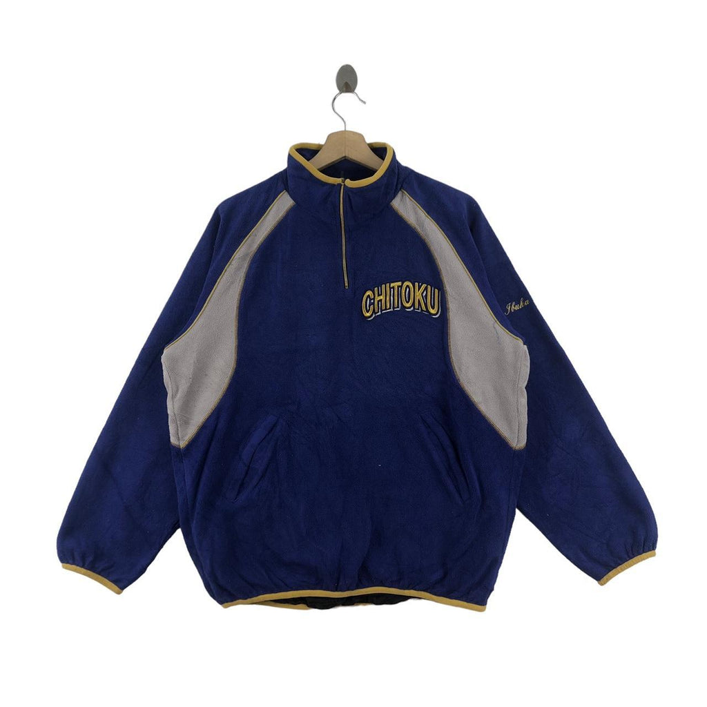 Vtg CHITOKU TOYOFUKU BASEBALL Fleece Sweater Coat Jacket Pullover