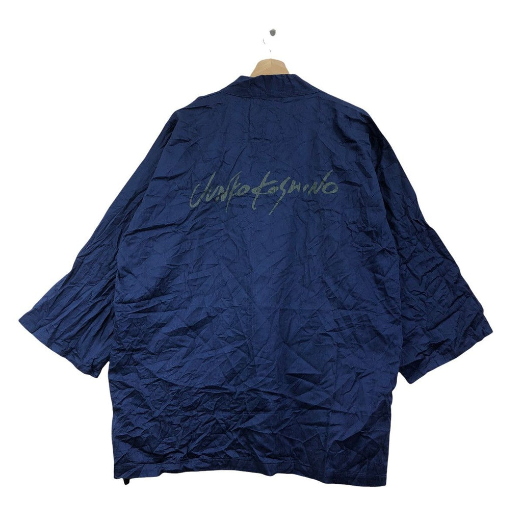 Vintage JUNKO KOSHINO JAPAN Signature Collection Pure Indigo Cape Kimono Jacket Windbreaker Trench Coat Parka