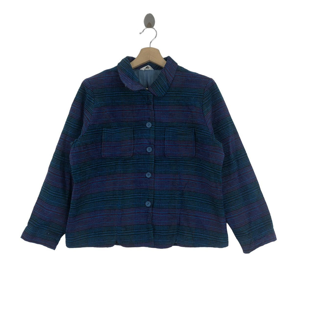 Vintage 90’ BLOUSE SALON TOKYO Collection Tweed Coat Jacket Striped