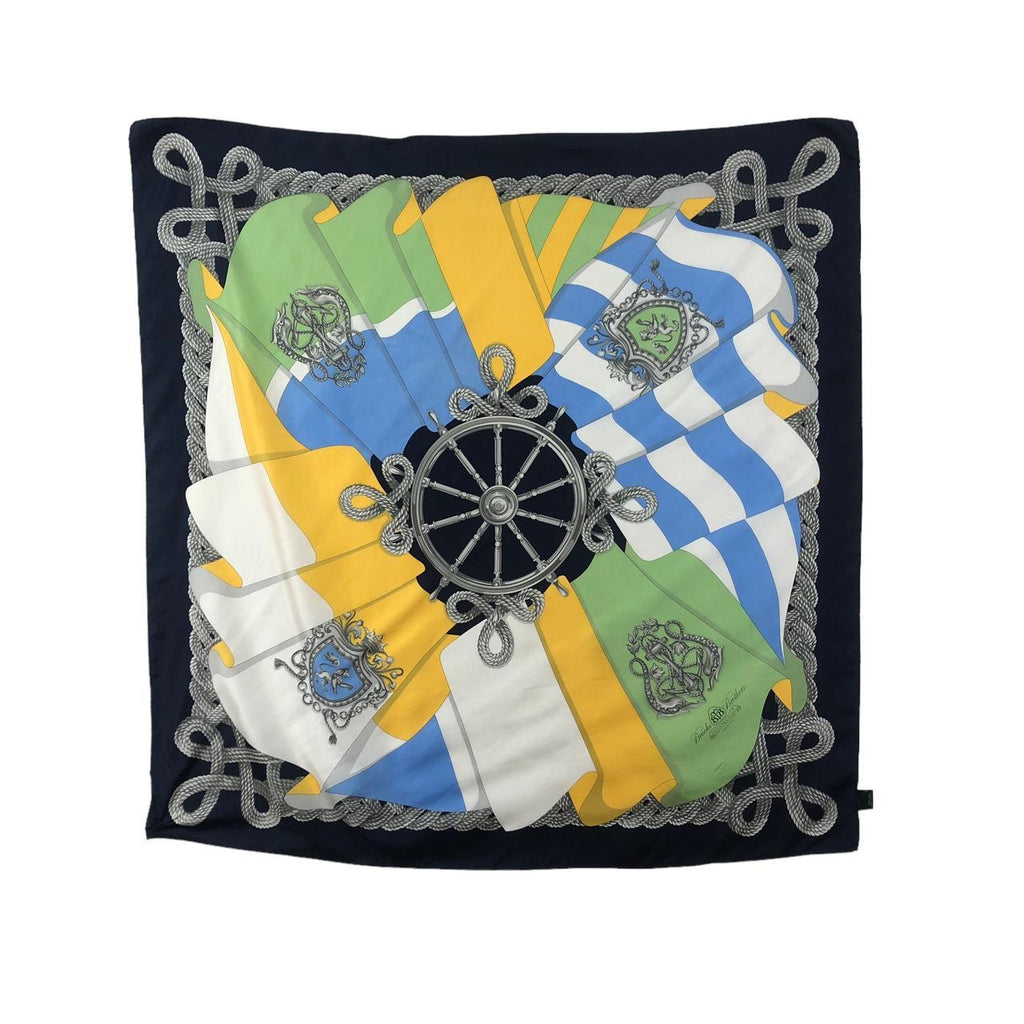 Vtg BROOKS BROTHERS SILK Country Club Baroque Scarf Shawl Hand Rolled Neckerchief