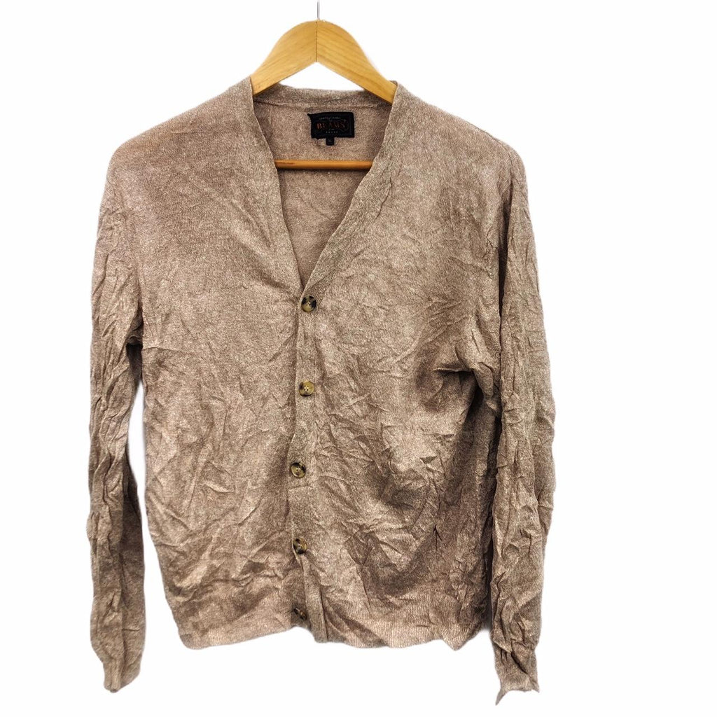 BEAMS Made In JAPAN Cardigan Light Brown Logo Sweater Sweatshirt Wool