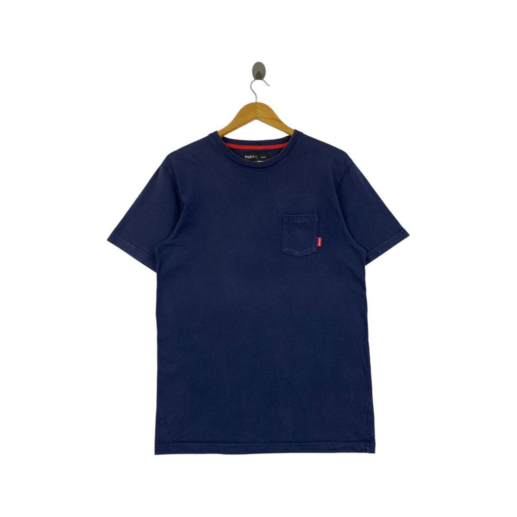 Vintage FUCT BASICS COLLECTION Indigo Plain Tee Shirt Top Skateboard Pocket