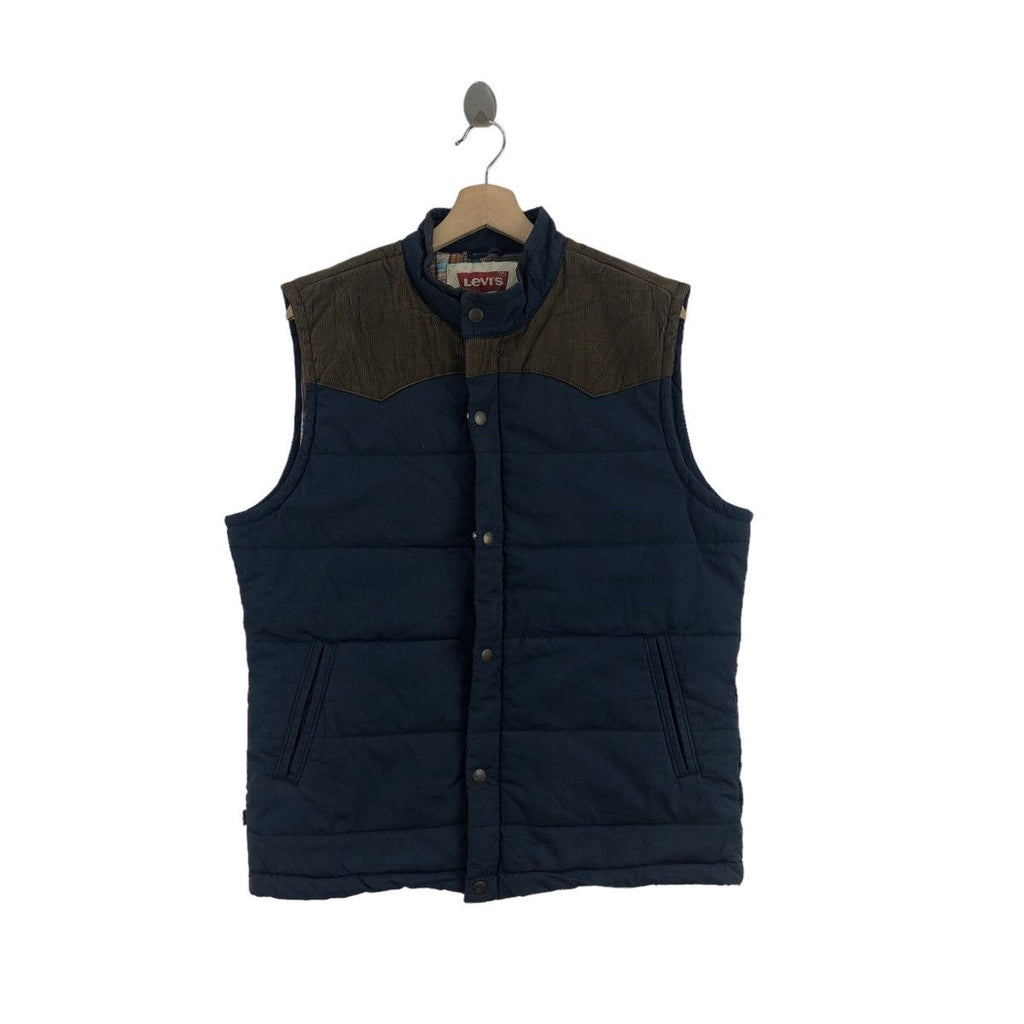 Vtg 90’ LEVIS STRAUSS USA Western Tartan Puffer Vest Jacket Windbreaker Cardigan Sweater