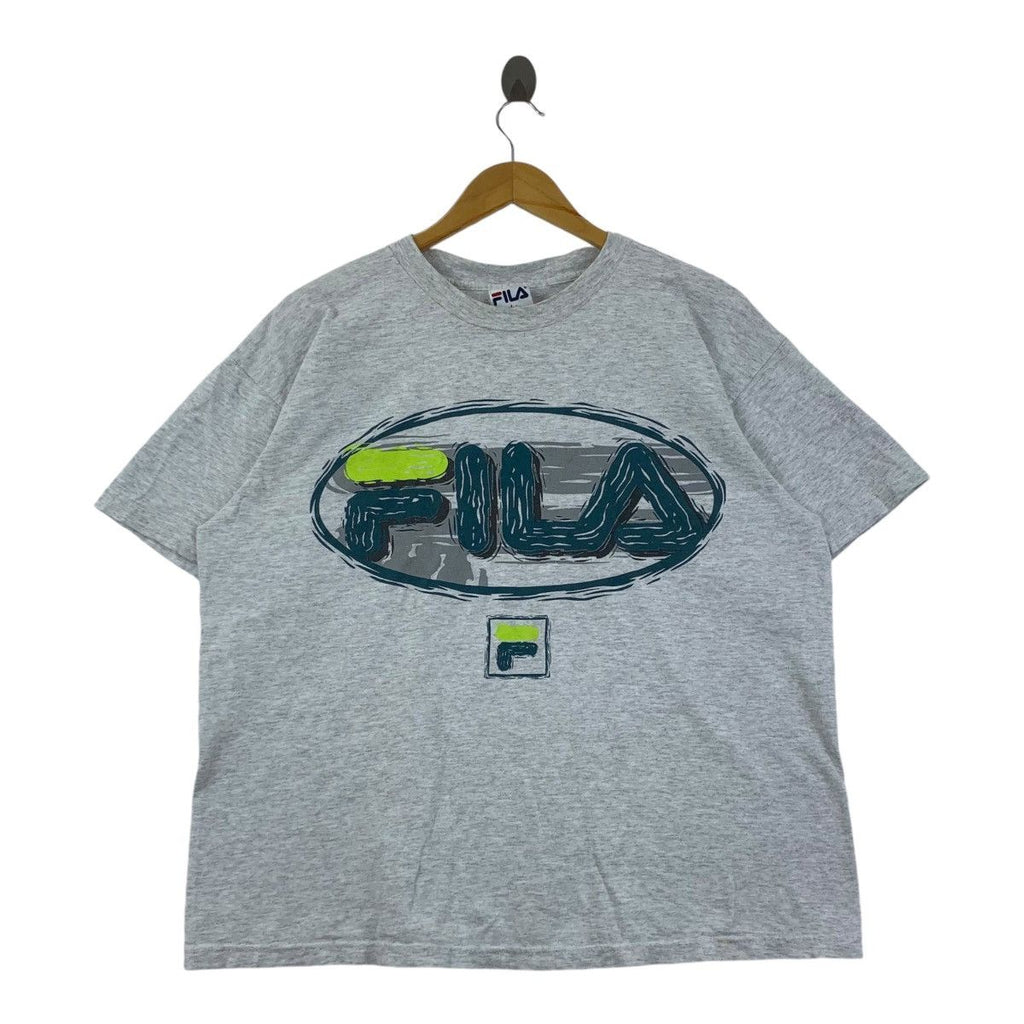 Vintage 90’ FILA SPORTSWEAR Made In USA Baggy Tee Shirt Top Center Logo