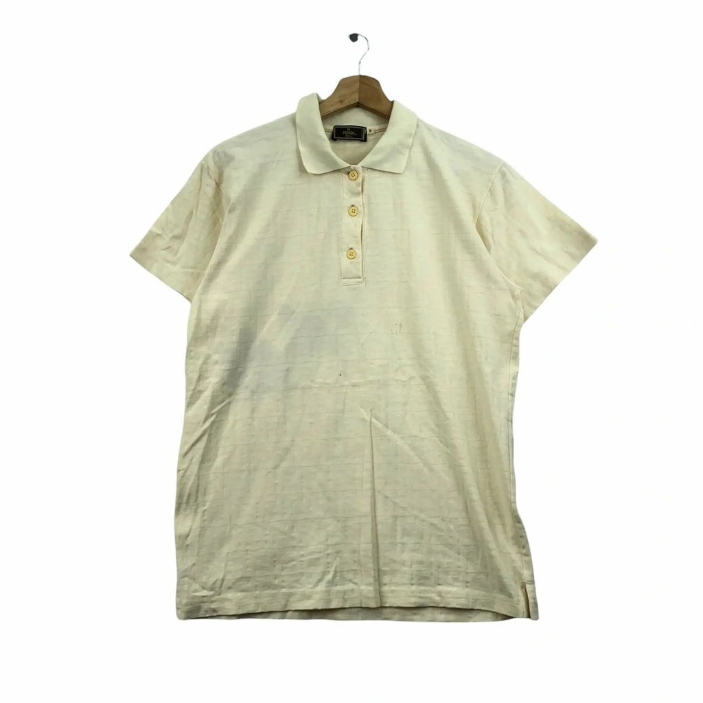 Vintage FENDI MARE Zucca Over Print Logo Made In Italy Polo Tee Shirt Monogram AOP