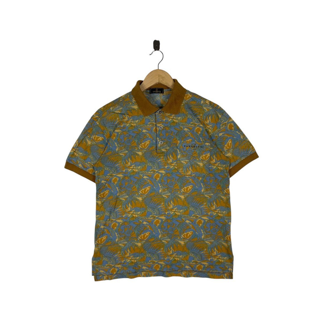 Vintage ZANOBETTI ITALY HAWAII Floral Polo Tee Shirt Top Golf Beach Vacation