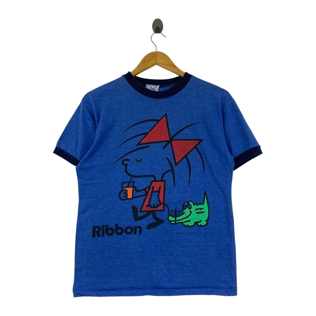 Vintage 80’ RIBBON SAPPORO BREWERIES Anime Tee Shirt Top Beer Ringer