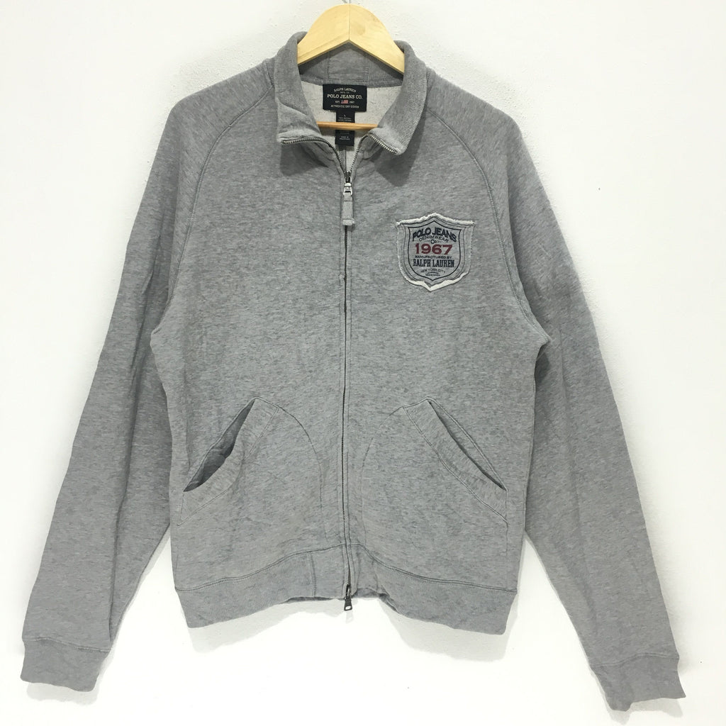 Vintage POLO JEANS RALPH LAUREN Collection Patchwork Logo Jacket Zipper Sweater