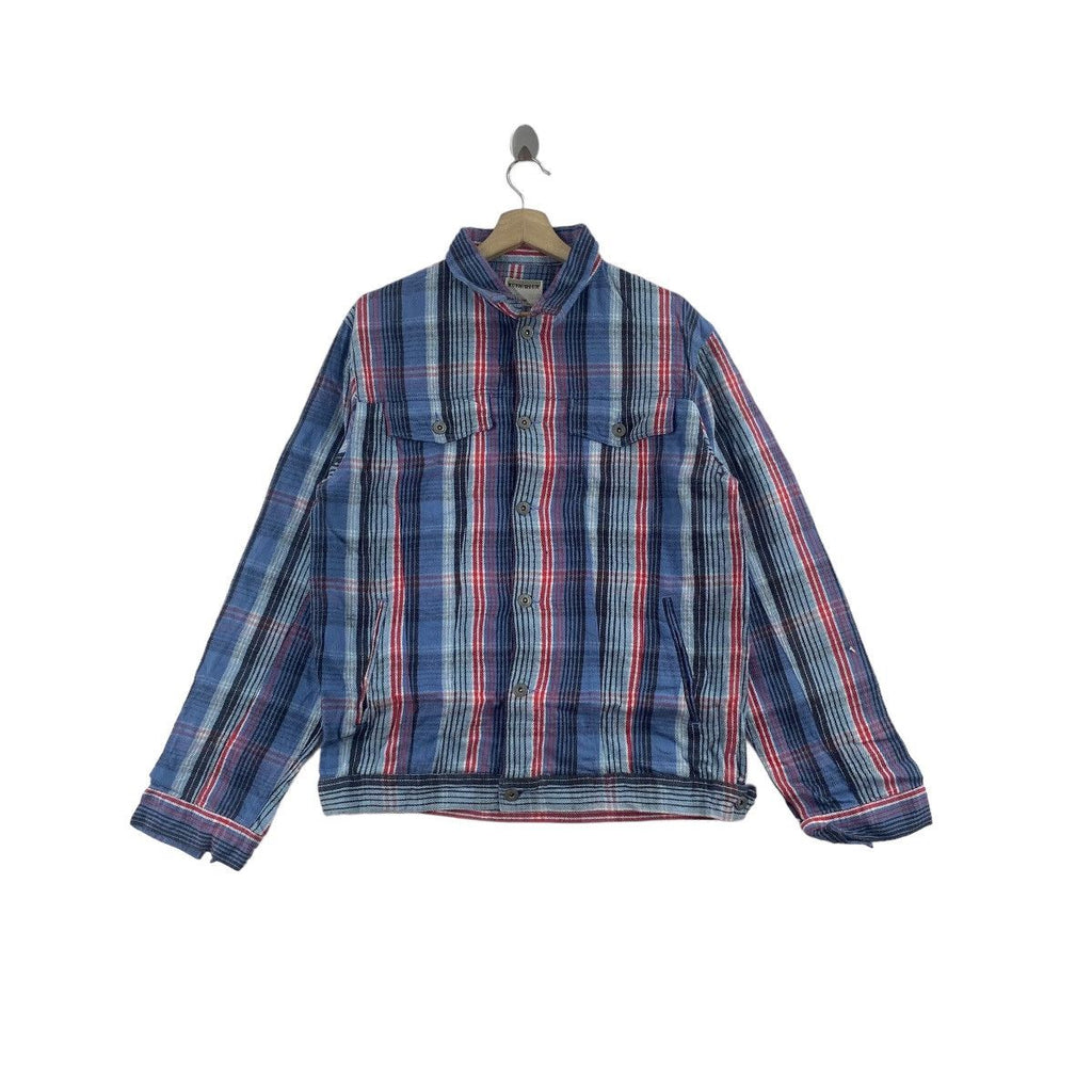 Vintage RUSH HOUR Tartan Casual Button Up Tee Shirt Western Plaids Checks
