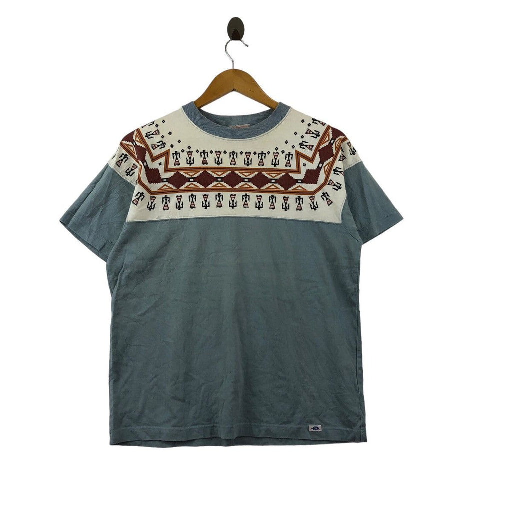 Vintage PHERROWS STORMY BLUE Navajo Aztec Union Made Tee Shirt Top