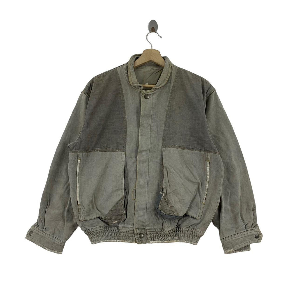 Vintage 80’ JAPAN DESIGNER Patchwork Denim Jeans Jacket Windbreaker