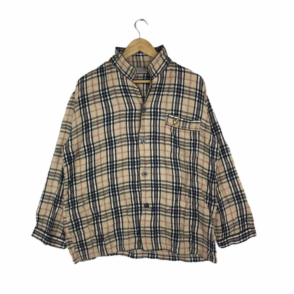 Vintage LYLE & SCOTT COLLECTION Nova Checks Casual Tee Shirt Tartan Cardigan