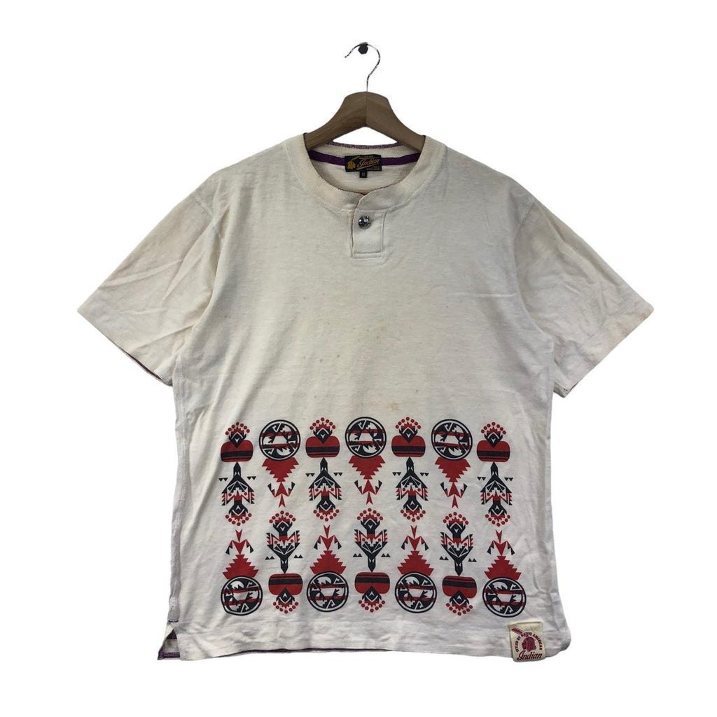 Vtg 90’ INDIAN MOTORCYCLE NAVAJO Native Aztec Tee Shirt Toyo Enterprise Springfield Mass