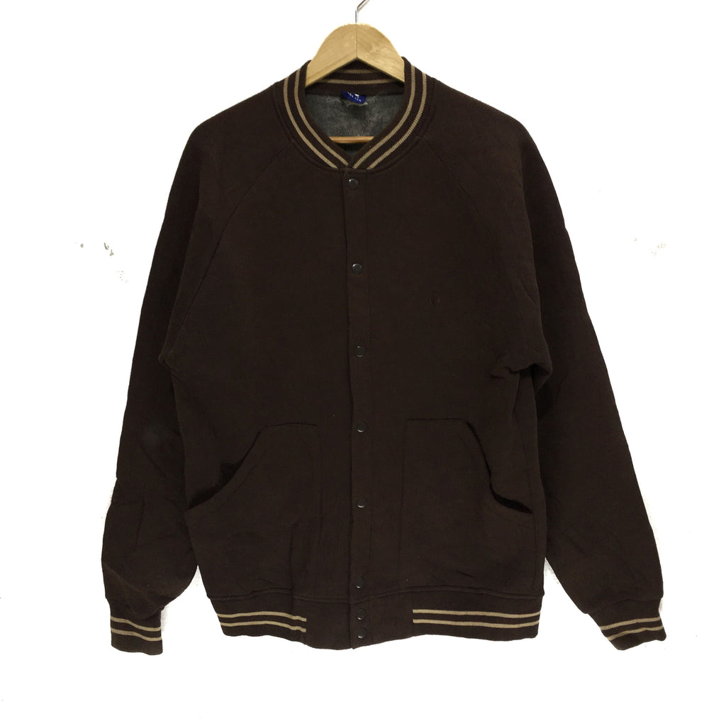 Vintage HANG TEN Surfing Brown Cardigan Varsity Jacket Sweatshirt Sweater