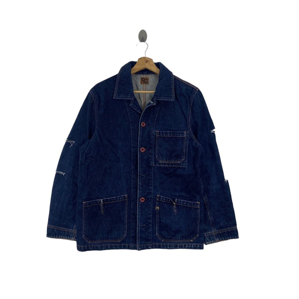Vintage 45 RPM JAPANESE DENIM Distress Natural Indigo Jeans Jacket