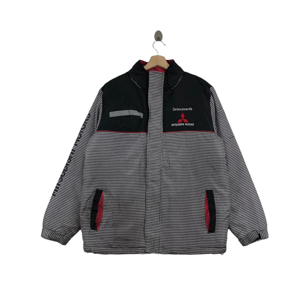 MITSUBISHI MOTORS Drive @earth Japanese Brand Racing F1 Check Bomber Jacket