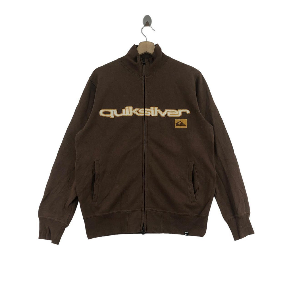 Vintage QUIKSILVER AUSTRALIA SURFING Center Logo Zipper Sweater Beach Wave