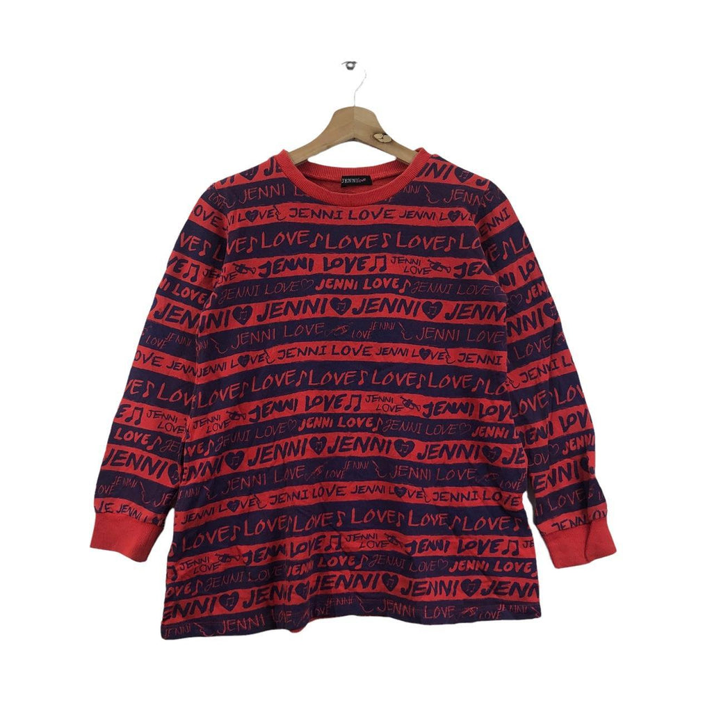 Vtg JENNI LOVE JAPAN Monogram Zucca Sweatshirt All Over Print Pullover