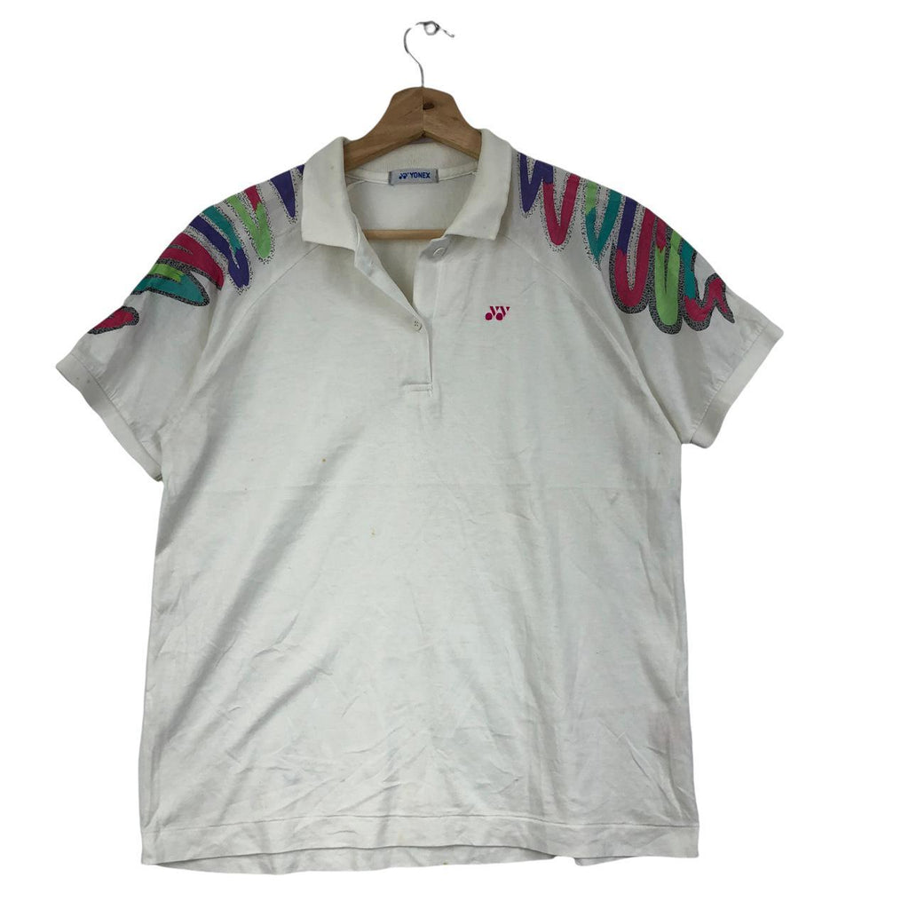 Vtg YONEX JAPAN BADMINTON Polo Tee Shirt Pop Art Sports Big Logo