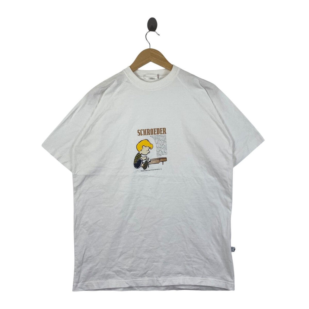 Vintage PEANUTS SCHROEDER CARTOON Comic Strip Tee Shirt Top Piano Charlie Brown Catcher