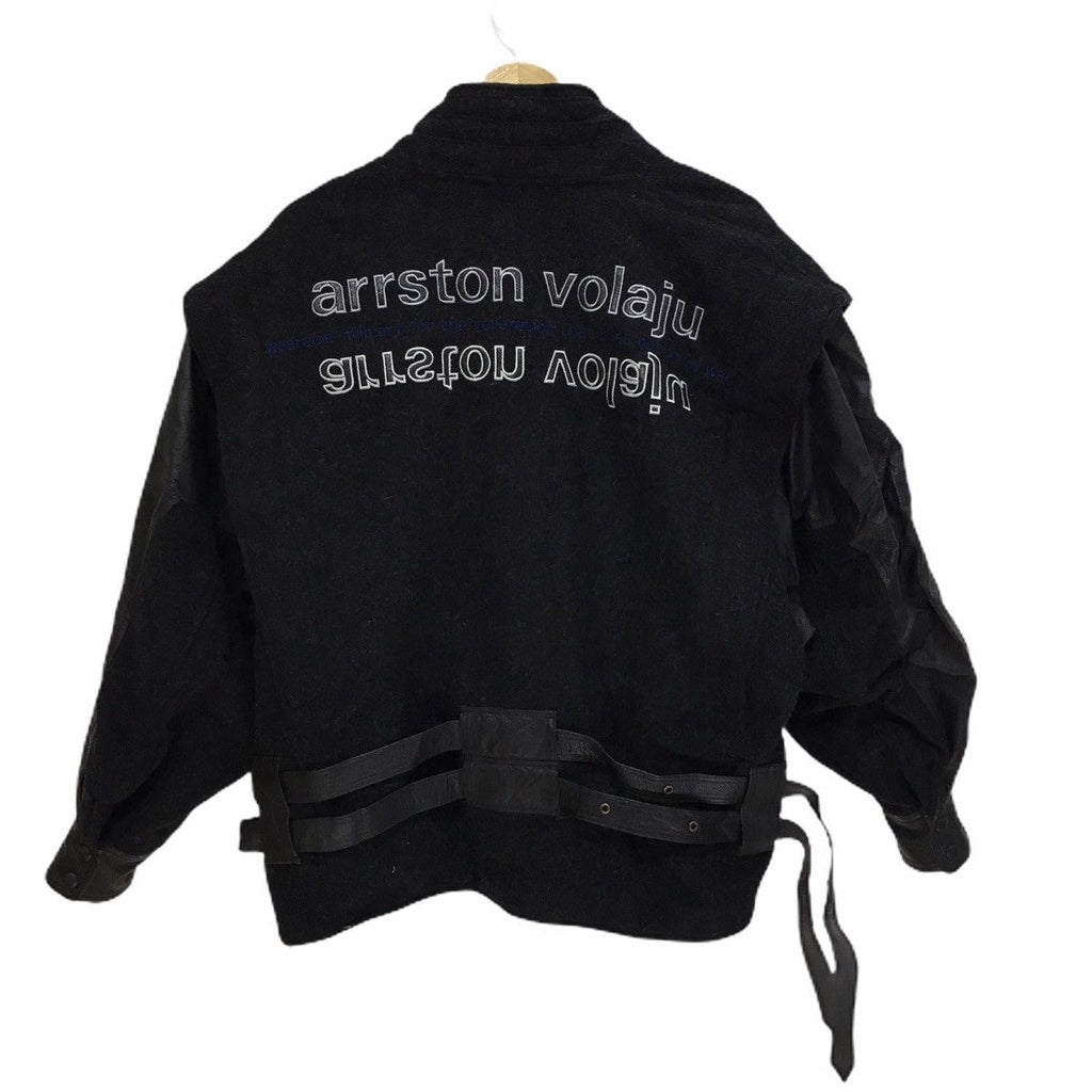 Vintage ARRSTON VOLAJU Japan Designer Bomber Jacket Tactical Coat Trench Parka Fight Big Logo Spell Out