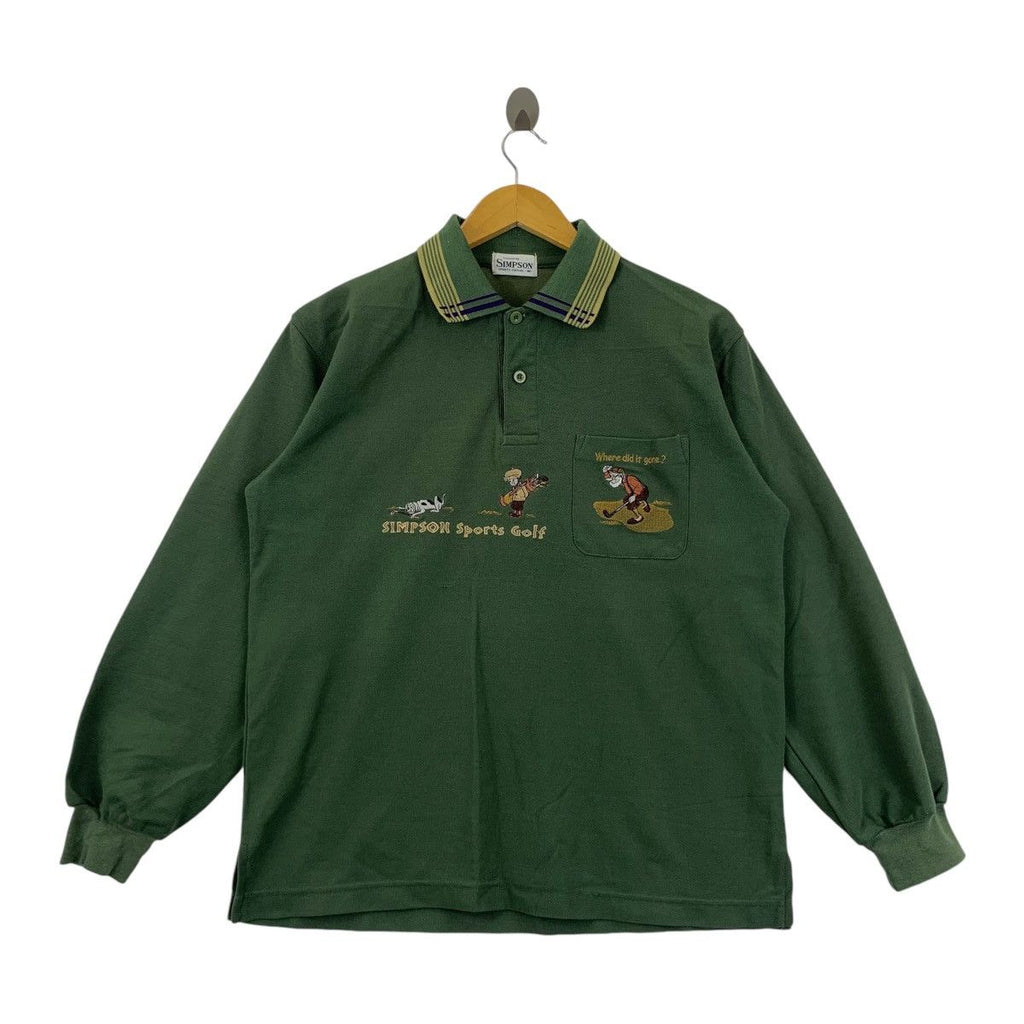 Vintage SIMPSON SPORT GOLF Embroidered Polo Tee Shirt Top Cartoon