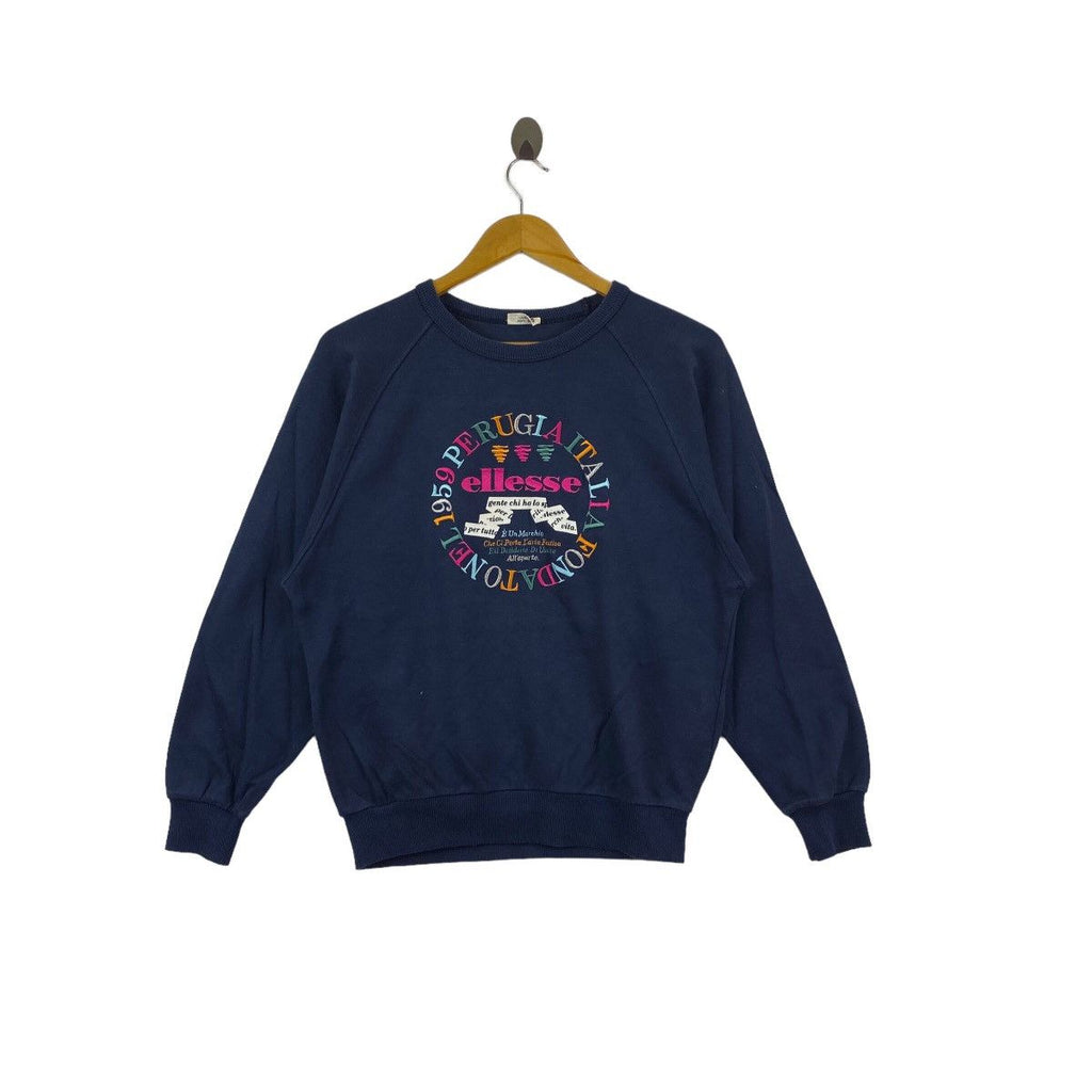 Vintage ELLESSE PERUGIA ITALY Embroidered Fondatonel Sweatshirt Sweater Pullover Jumper