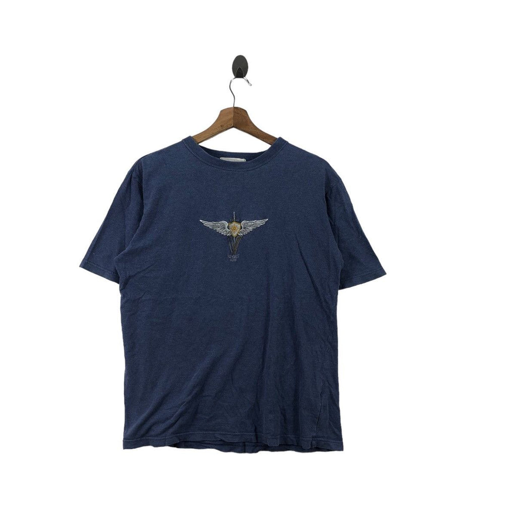 Vintage VALENTINO CHRISTY ITALY Crest Embossed Tee Shirt Top Beach Summer
