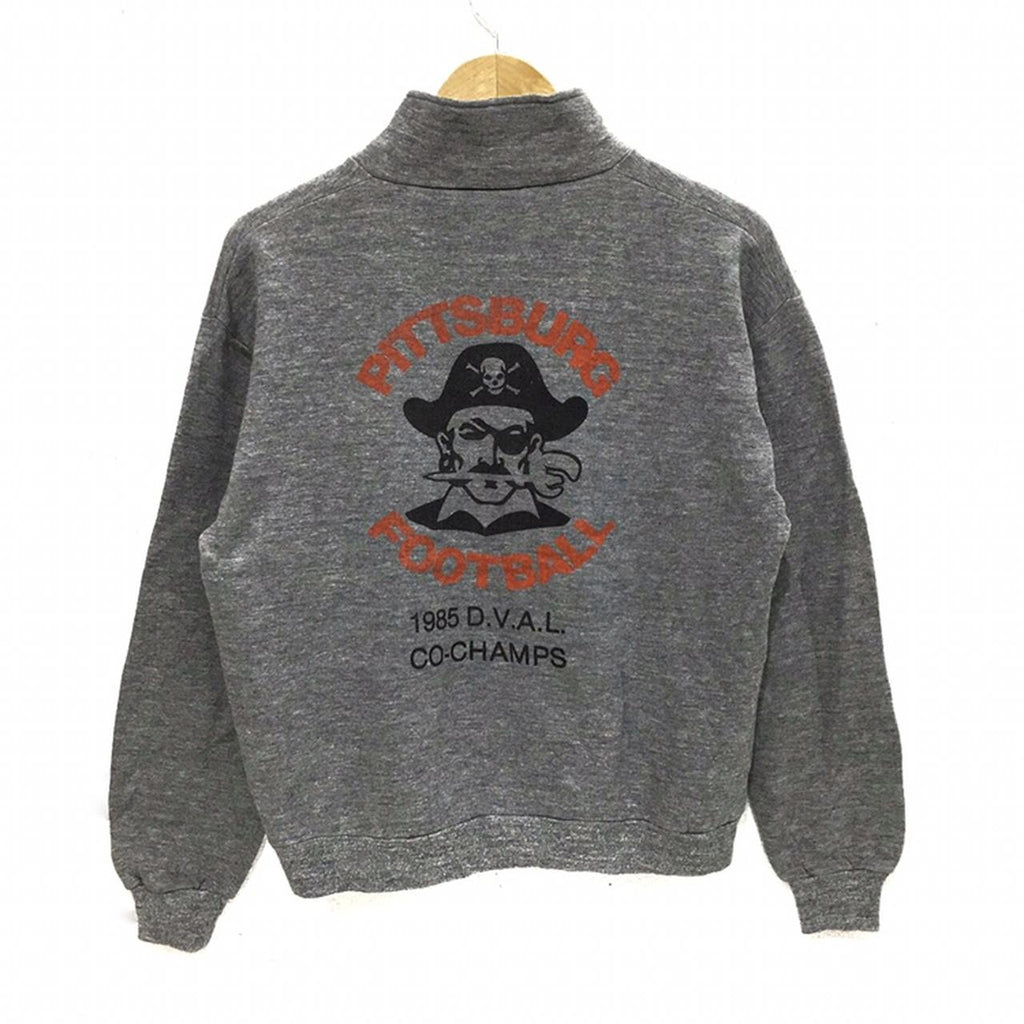 Vintage 1985 SPORTSWEAR PITTSBURG FOOTBALL North Cost Champion Pirates Logo Zip Sweater Sweatshirt Jersey Pullover Jumper