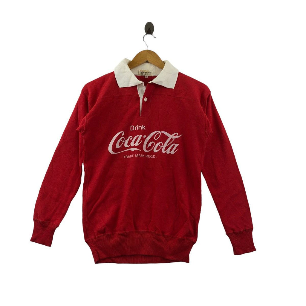 Vintage 80’ COCA COLA JAPAN Drink Coke Rugby Polo Tee Shirt Pullover Jumper