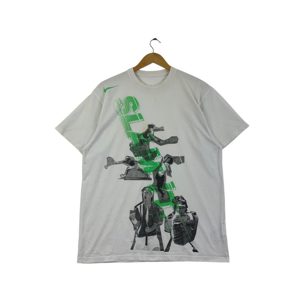 Vintage NIKE CHALLENGE COURT Slam Tennis Tee Shirt Top Federer Agassi