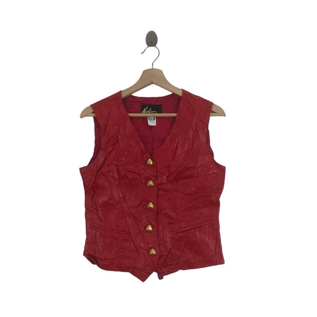 Vintage 80’ NETO NEIL TISSINGTON Real Leather Vest Gold Button Jacket Tank Top
