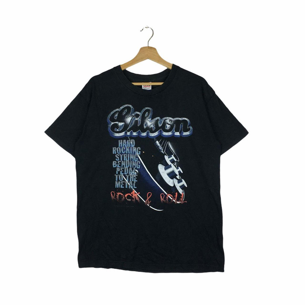 Vtg GIBSON GUITAR HERO Rock Heavy Metal Concert Music Tour Tee Shirt