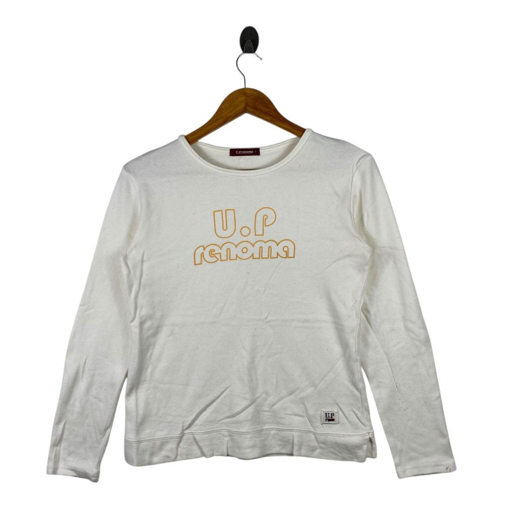 Vintage UP RENOMA PARIS Embossed Logo Tee Shirt Top Long Sleeve