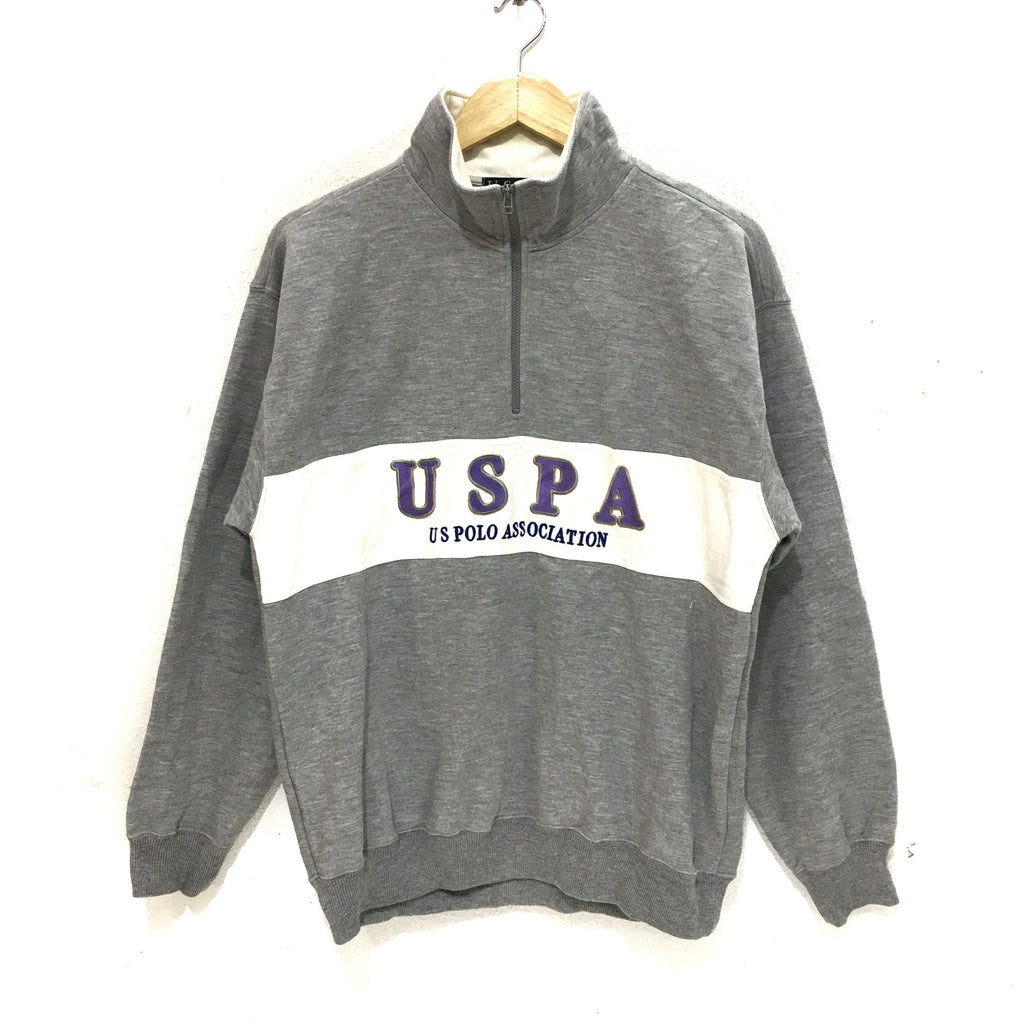 Vintage USPA US POLO ASSOCIATION Half Zipper Sweatshirt Embroidered Logo Pullover Jumper Sweater