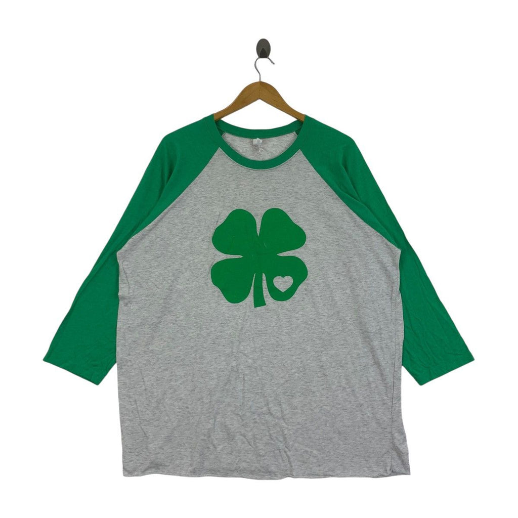 IRISH LUCK CLOVER HEARTS Shamrock Raglan Tee Shirt Top Oversized Baggy